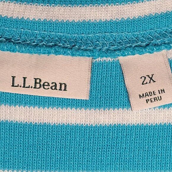 L.L. Bean Womens Sky Blue and White Striped 1/4 Zip Long Sleeve Shirt Size 2X - Picture 3 of 13
